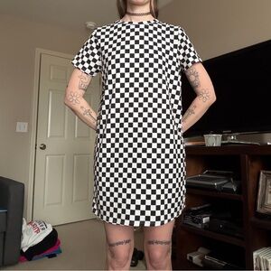 🏁 Checker Print T-shirt Dress